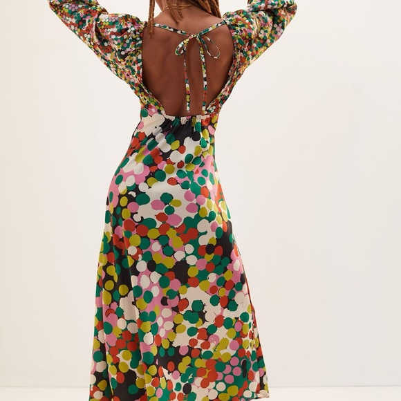 Porridge Floral Puff-Sleeved Maxi Dress XL - Picture 2 of 4